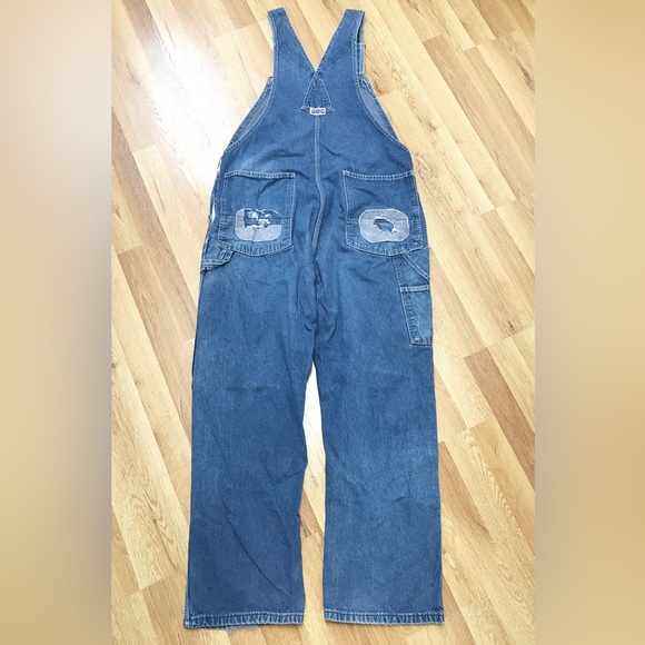 BIG‎ SMITH Mens Distressed Denim Bib Overalls Chore Farm Carpenter Size 39 - Picture 2 of 16